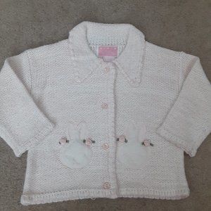 Vintage Girls Pink Bunnies Knit Sweater